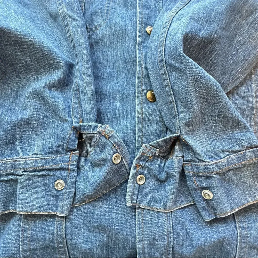 LEE Vintage Snap Front Light Blue Denim Jacket Size Large Regular